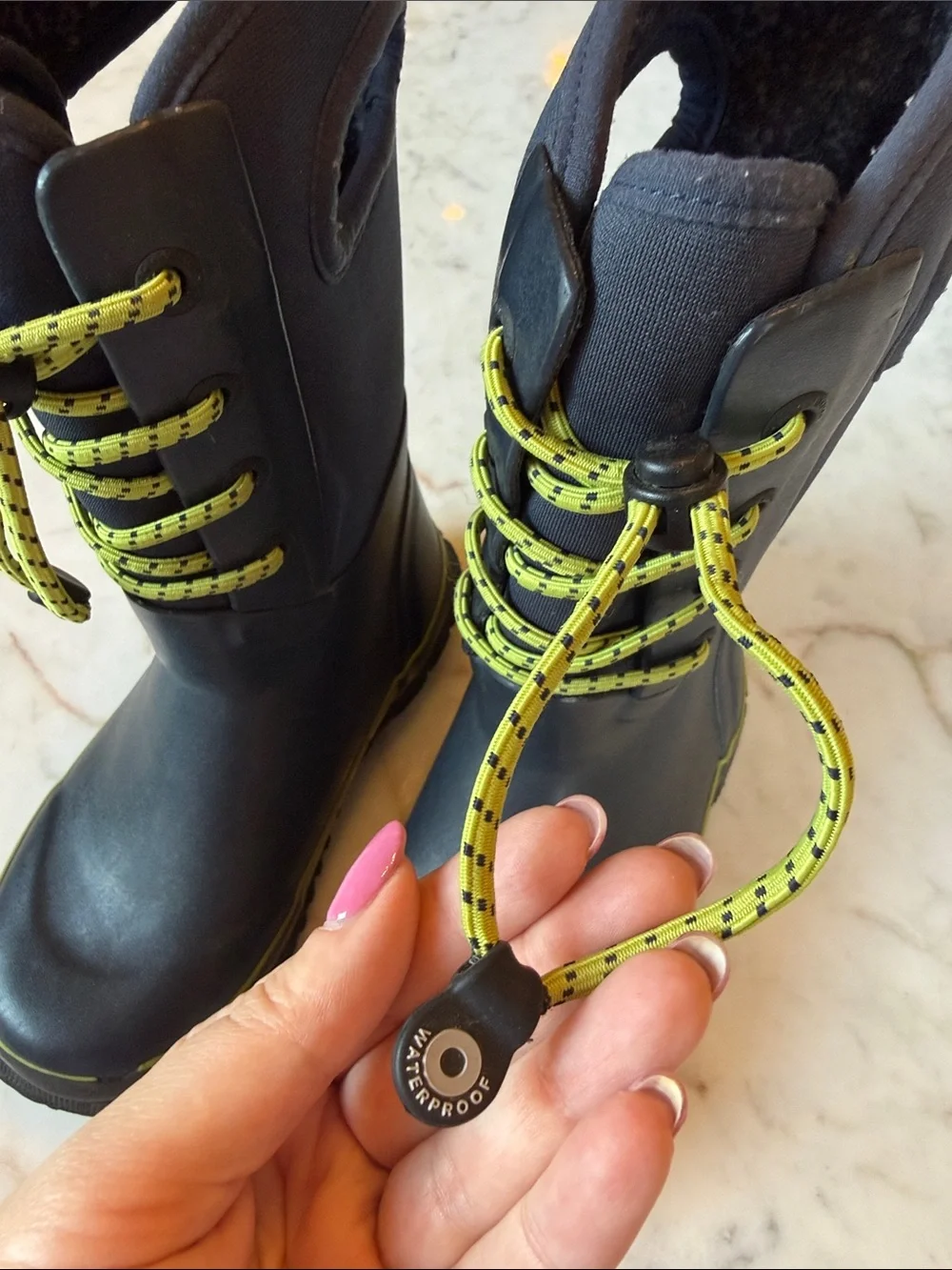 Bogs Youth Arcata Lace waterproof boots with Lime Accent - Youth